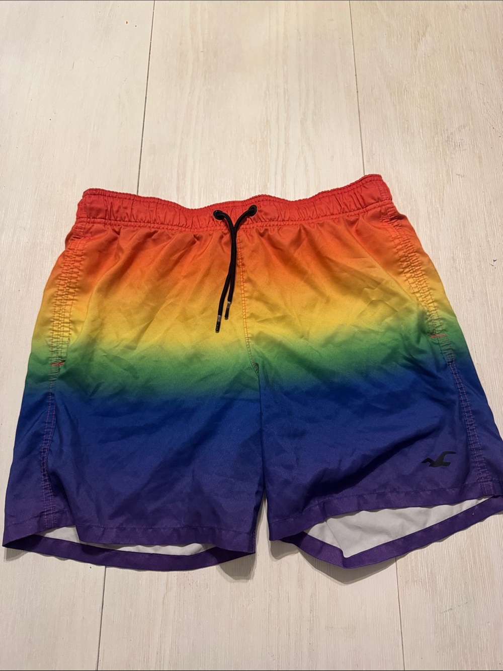 Hollister Men's Rainbow Gradient Swim Trunks - Red to Purple